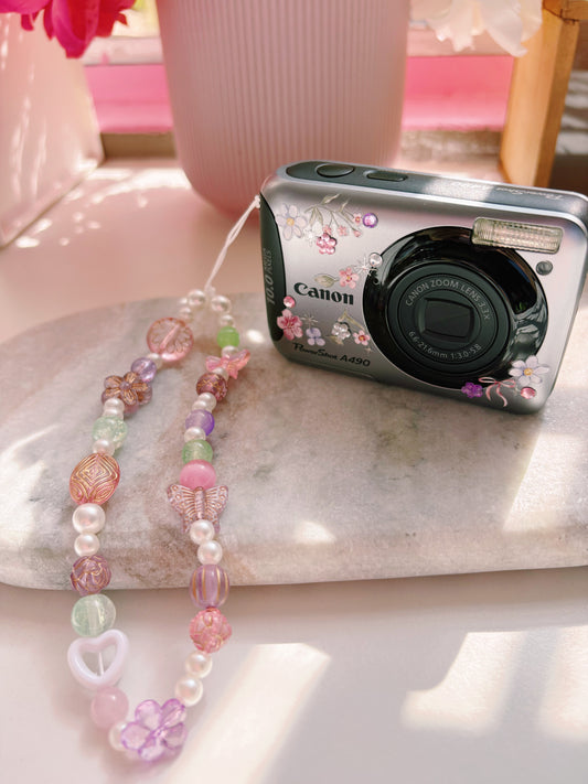 Garden Letter 🌸📷 Canon PowerShot A490 | Silver 10MP Vintage Digital Camera + Pastel Pearl Charm