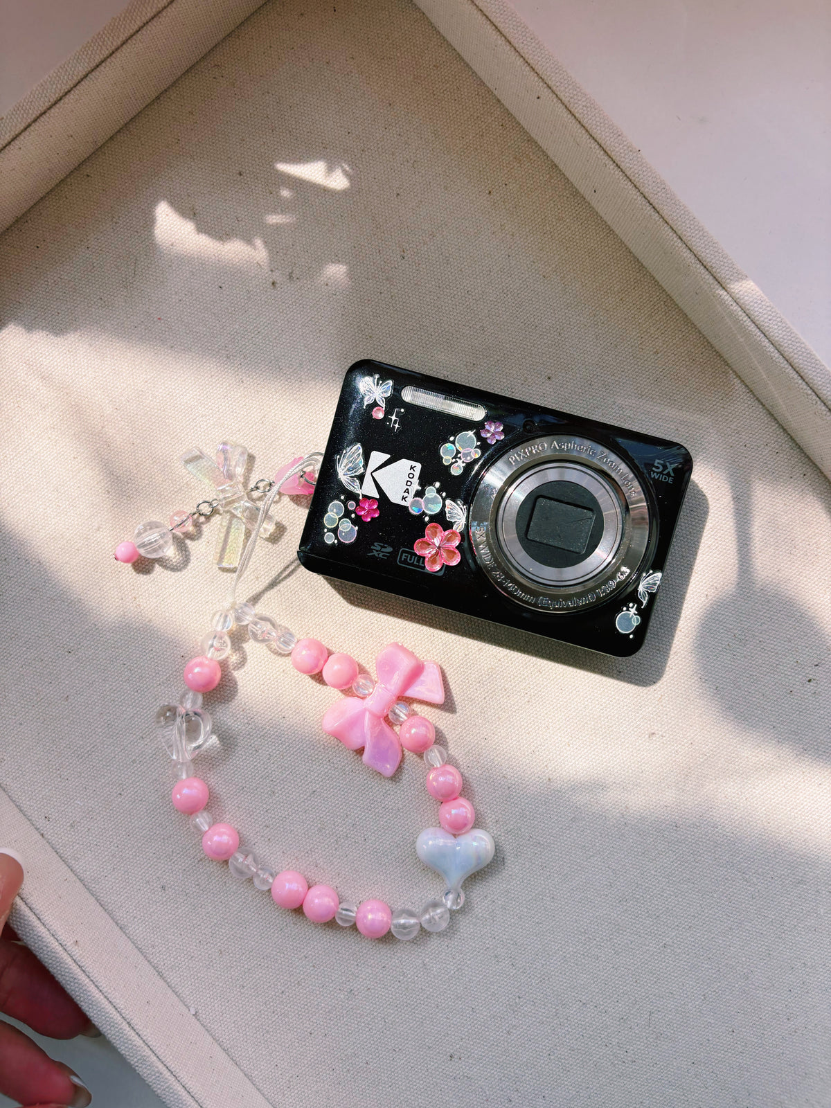 “Pink Noir” 🖤🎀 Kodak PIXPRO FZ55 | Black 16MP Digital Camera + Custom Charm