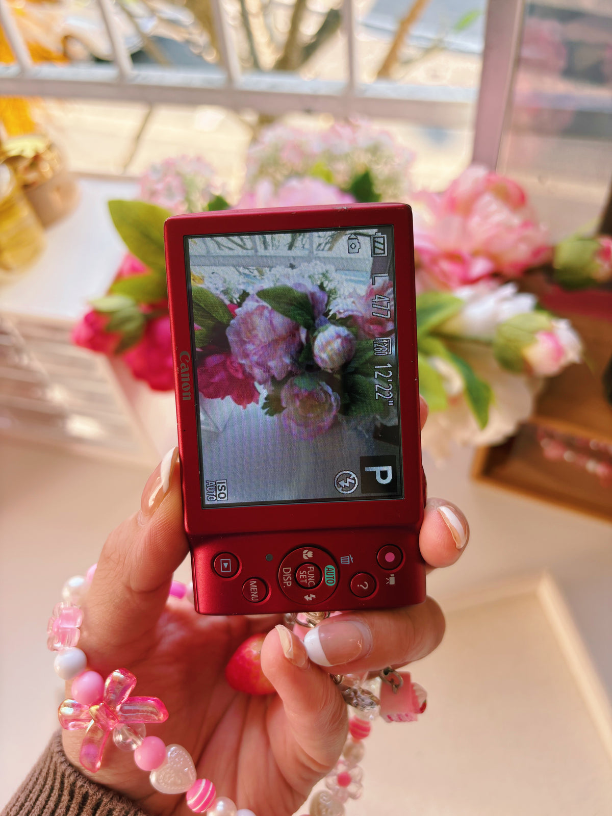 “Strawberry Kiss” 🍓🎀 Canon PowerShot A4000 IS | Red Digital Camera + Custom Charm