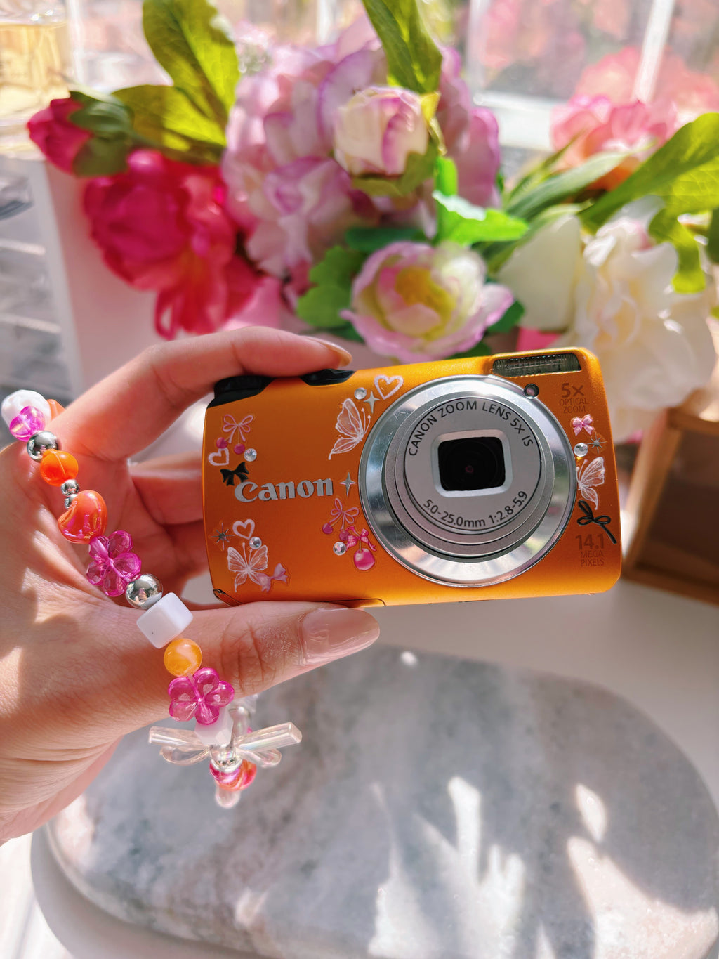 Citrus Pop 🍊🩷 Canon Powershot A3200IS | soft pixel diaries digital camera set