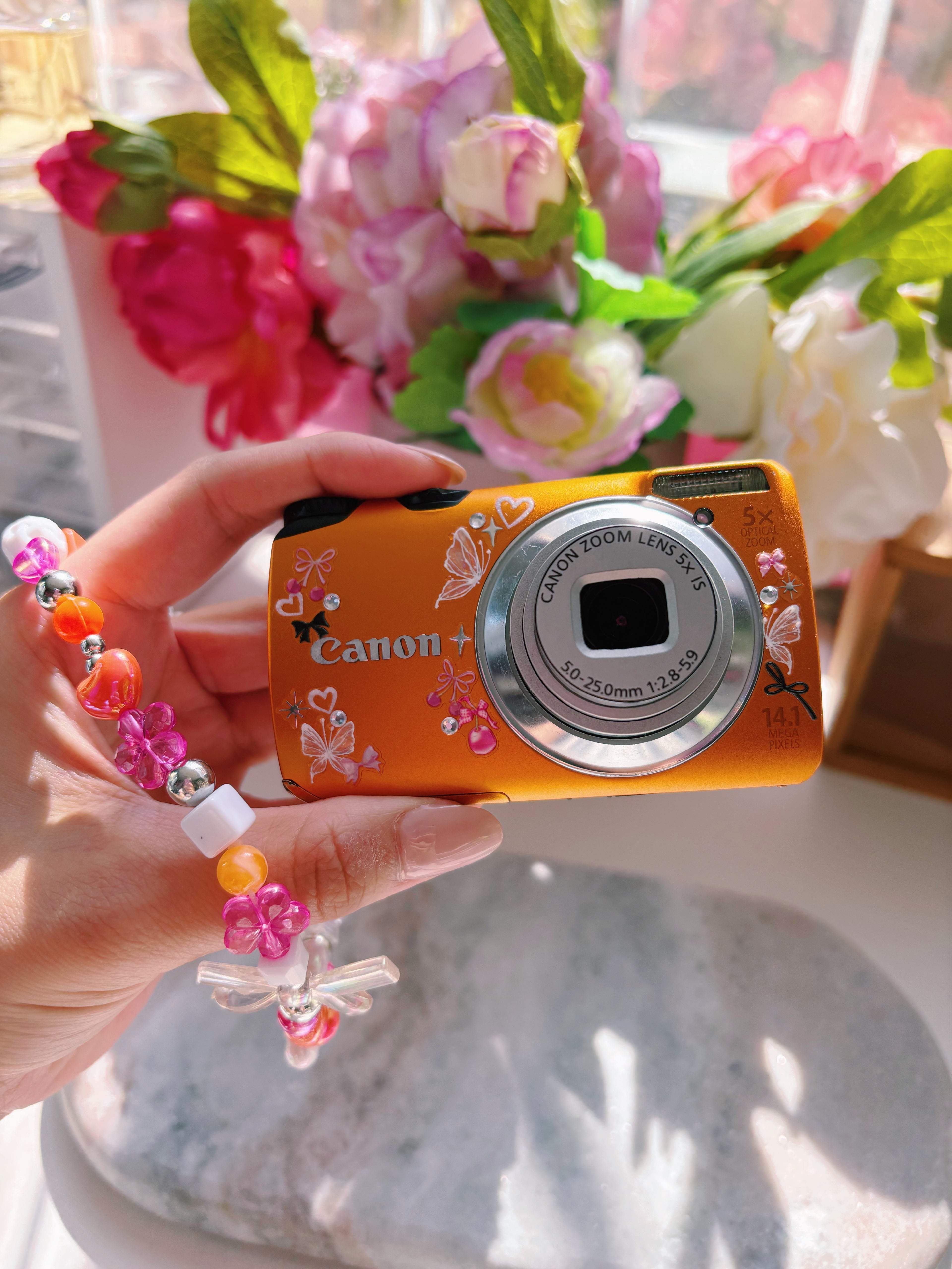 Citrus Pop 🍊🩷 Canon Powershot A3200IS | soft pixel diaries digital camera set