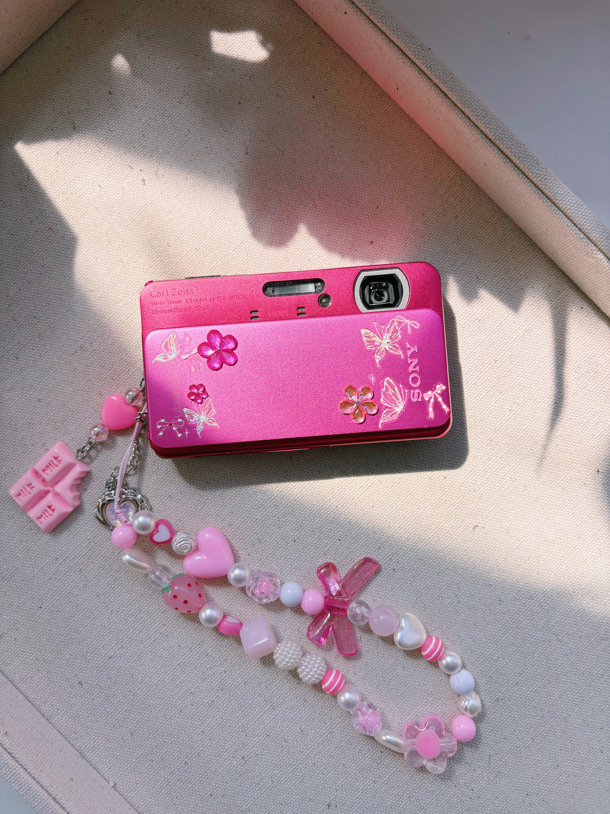 “Strawberry Gloss” 🍓💗 Sony Cyber-shot TX20 | Hot Pink Waterproof Digicam + Custom Charm