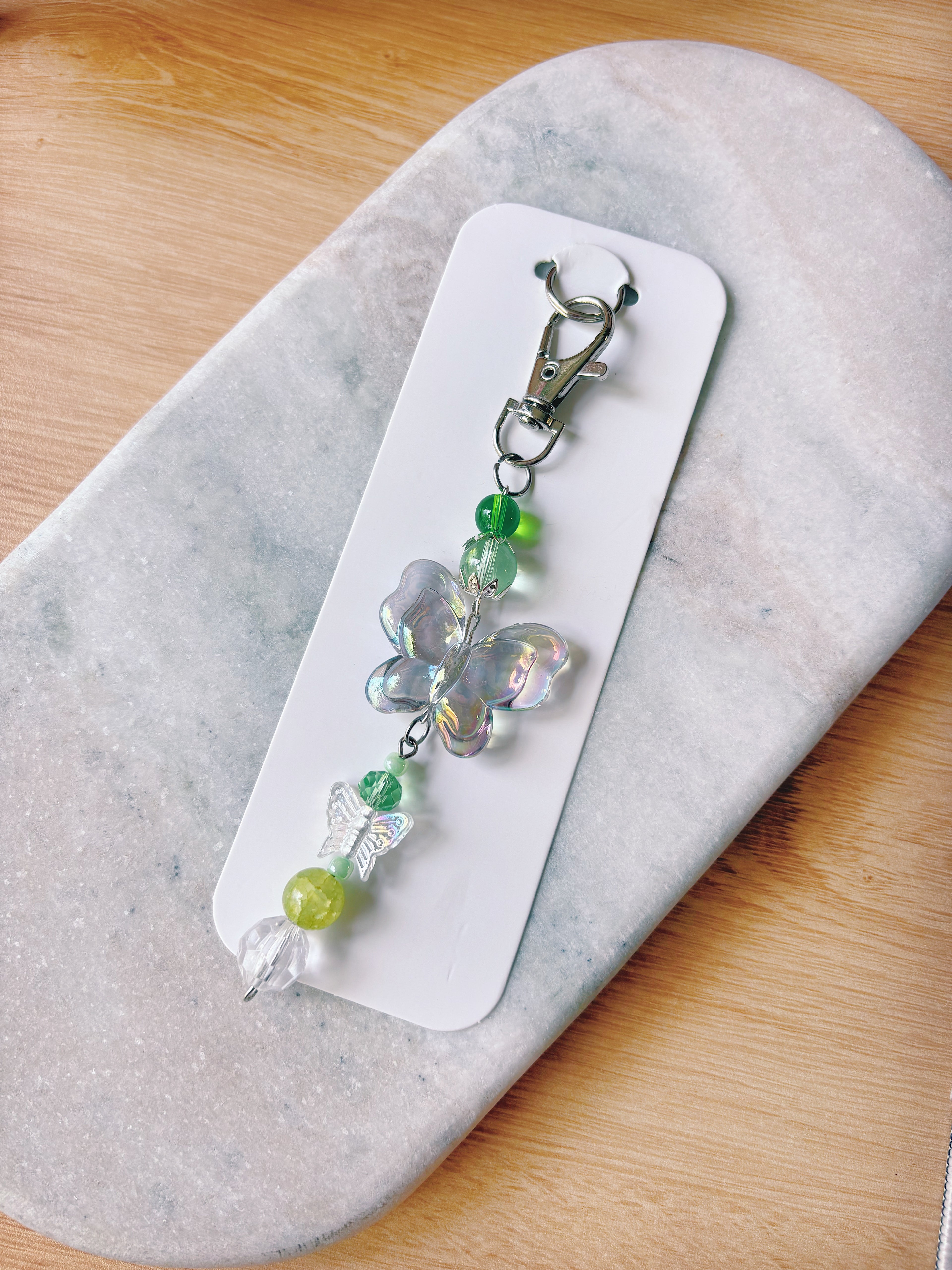Soft pixel diaries handmade charm - Iridescent Butterfly Charm — Green Fairy