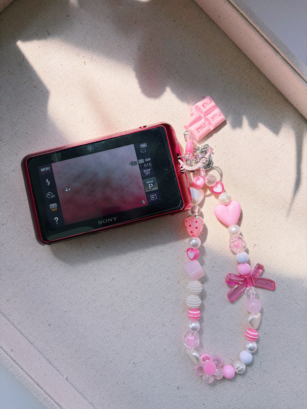 “Strawberry Gloss” 🍓💗 Sony Cyber-shot TX20 | Hot Pink Waterproof Digicam + Custom Charm
