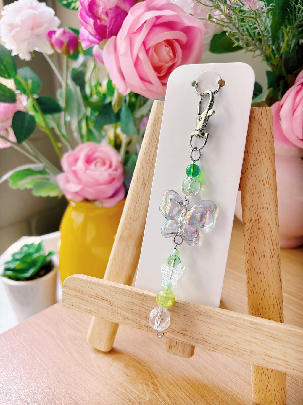 Soft pixel diaries handmade charm - Iridescent Butterfly Charm — Green Fairy