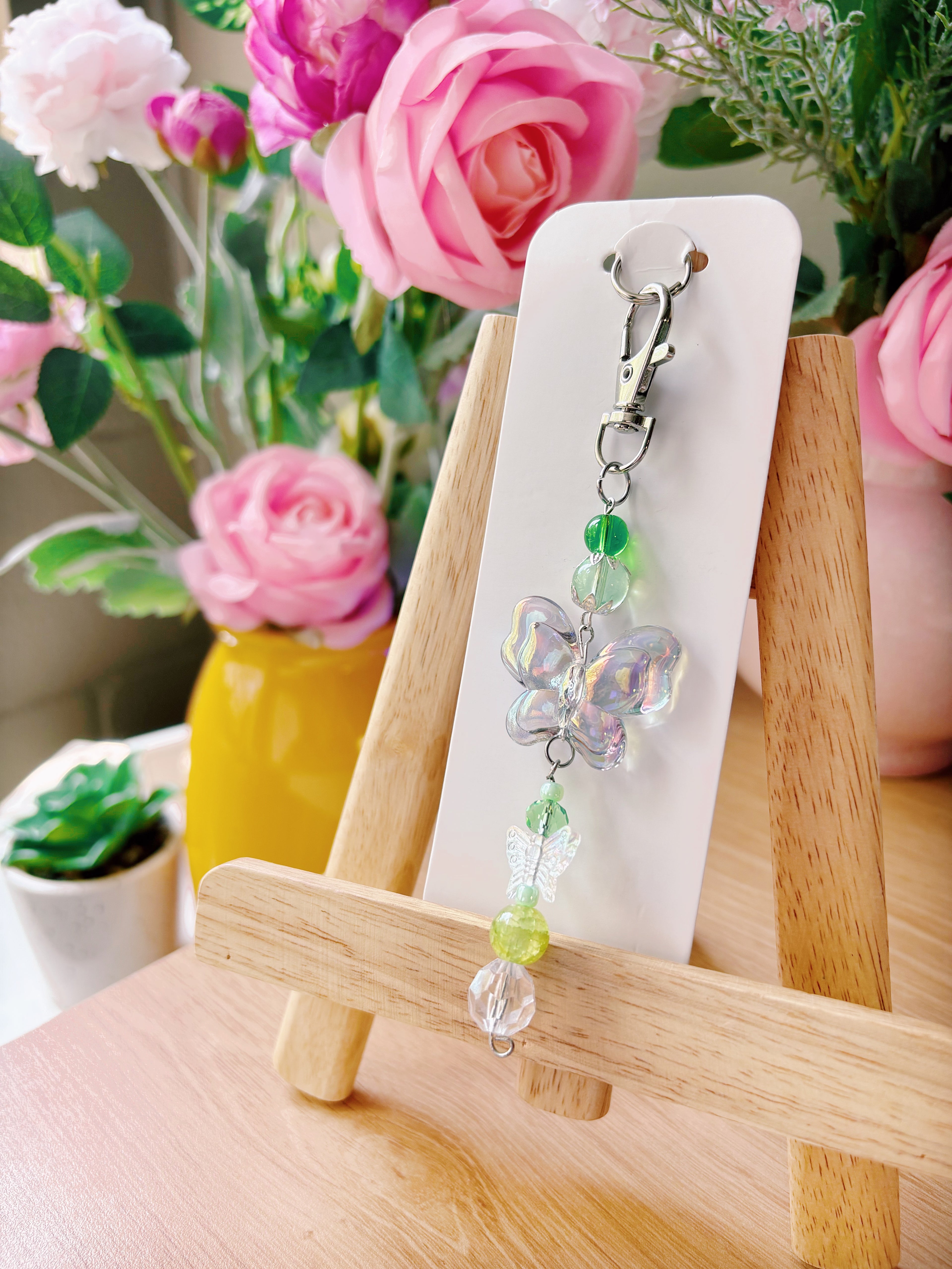 Soft pixel diaries handmade charm - Iridescent Butterfly Charm — Green Fairy