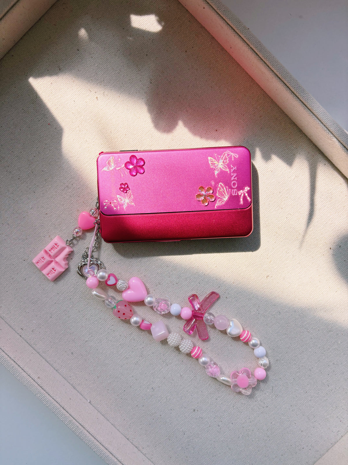 “Strawberry Gloss” 🍓💗 Sony Cyber-shot TX20 | Hot Pink Waterproof Digicam + Custom Charm